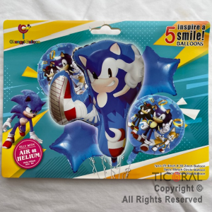 SET DE GLOBOS METALIZADO SONIC 5 UNIDADES X 1